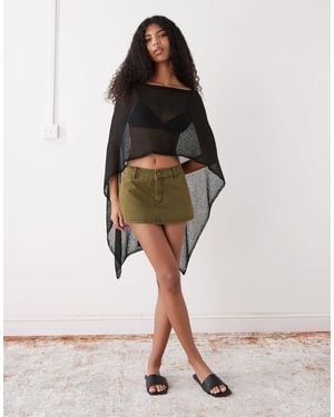 Collusion – transparenter strickponcho - Grau