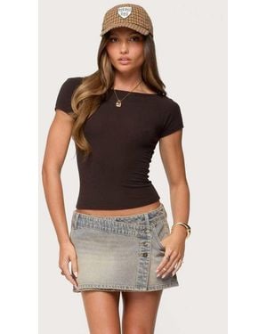 Edikted Becca Boat Neck Top - Brown