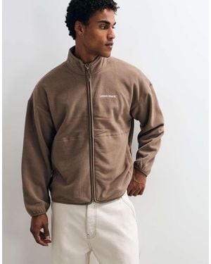 Only & Sons Oversized Fleece With Leave Blank Print - Brown