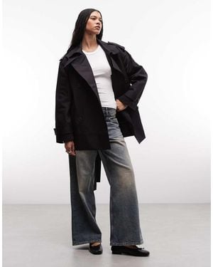 Weekday Trench Corto Oversize Con Colletto A Imbuto - Nero