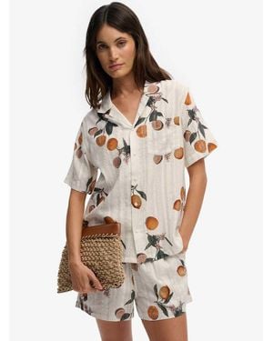 Superdry Beach Printed Short Sleeve Shirt - Natural