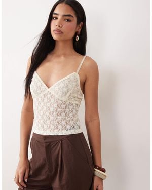 ASOS – camisole-oberteil aus spitze - Braun