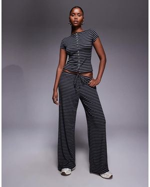 Princess Polly Gavrielle Wide Leg Drawstring Trousers - Blue