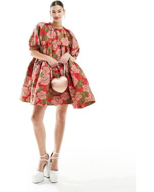 Sister Jane Showcase Jacquard Mini Dress - Red