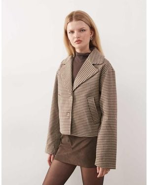 Noisy May Boxy Houndstooth Jacket - Natural