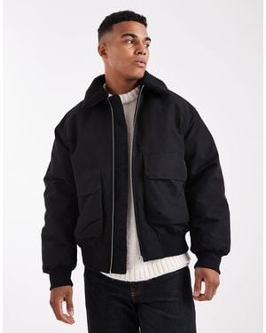 Jack & Jones Bomber Jacket With Borg Collar - Black