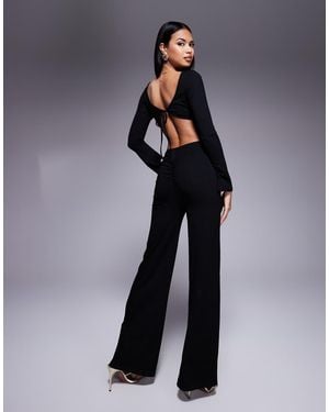 ASOS Angel Sleeve Jumpsuit With Open Back And Tie Detail - Blue