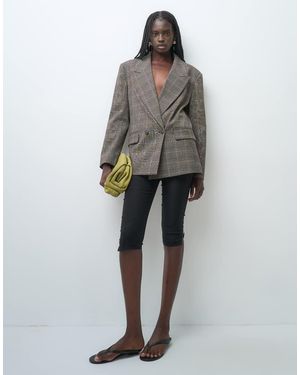 ASOS Blazer Met Power Shoulders En Dubbele Knoopsluiting, Geruit - Grijs