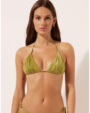 Calzedonia Shiny Satin Triangle Bikini Top - Green