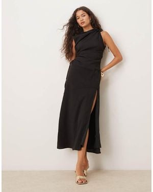 Ghospell Arwen Midi Dress With Slit - Black