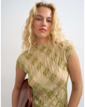 TOPSHOP Camiseta Ajustada A Cuadros De Malla Rugosa - Multicolor