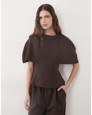 ASOS Cape Sleeve Jersey T-shirt Co-ord - Brown