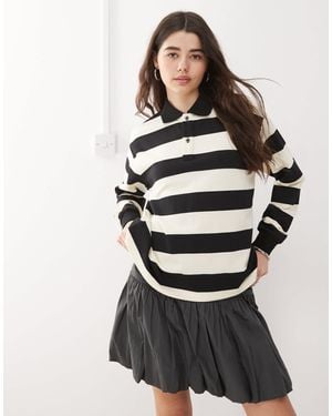 Lioness Collared Long Sleeve Rugby Polo Shirt - White