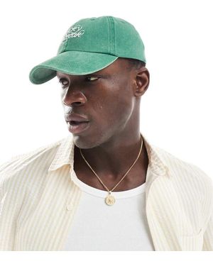 ASOS Cappellino Slavato Con Ricamo "Lucky Streak" - Verde
