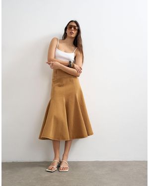 TOPSHOP Denim Fit And Flare Maxi Skirt - White
