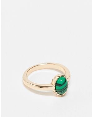 ASOS Bague ornée d'une pierre malachite synthétique - Bleu