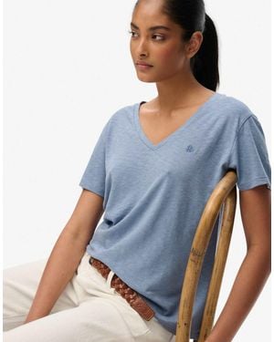 Superdry Studios - t-shirt brodé en tissu flammé - Bleu
