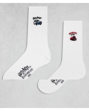 ASOS 2 Pack Socks With Harry Potter Graphic - White