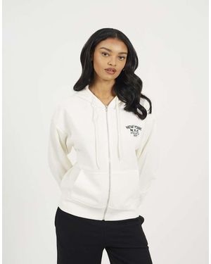 Brave Soul Sudadera Con Capucha Y Cremallera De -Blanco