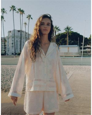 Pull&Bear Hemd mit blumenstickerei - Grau