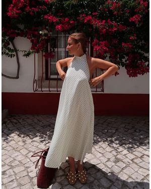 Labelrail X rebecca olivia - robe longue en mousseline à pois - Vert