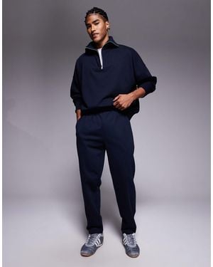 ASOS Straight Leg Trackies With Pleats - Blue