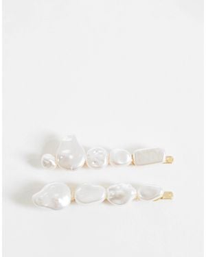 ASOS – 2er-pack haarklammern mit kunstmuschel- und perlendesign - Natur