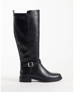 New Look Wide Fit Riding Boot With Stretch Fit - Black