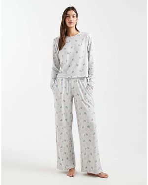 Hollister Low Rise Wide Leg Pyjama Bottoms Co-ord - Grey