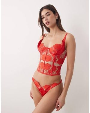 For Love & Lemons Love Is A Rose Thong - Red