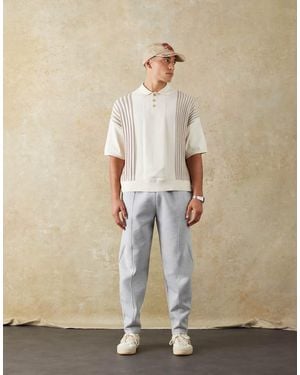 ASOS Double Face Tapered joggers With Pin Tucks - Natural