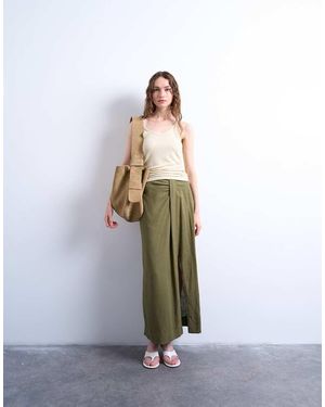 TOPSHOP Linen Sarong Maxi Skirt - White