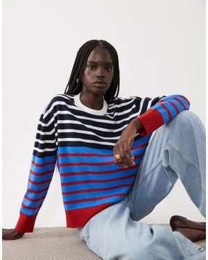 ASOS Pullover mit rundhalsausschnitt und streifen - Blau