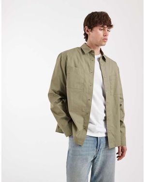 ASOS Utility Overshirt With Poppers - Natural
