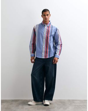 ASOS Oversized Poplin Overhemd Met Strepen - Blauw