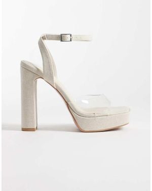 ASOS Naples Platform Barely There Block Heeled Sandals - White