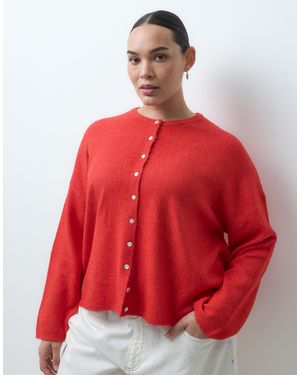 ASOS Asos Design Curve Fluffy Relaxed Crew Neck Cardigan - Red