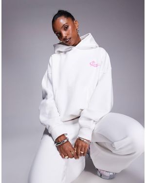 Kaiia Sweat à capuche d'ensemble en coton majoritaire avec logo étoile au dos - blanc et rose