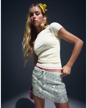 Bershka Sequin Mini Skirt - Blue