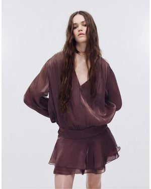 Pull&Bear Short Shimmery Ruffle Dress - Purple