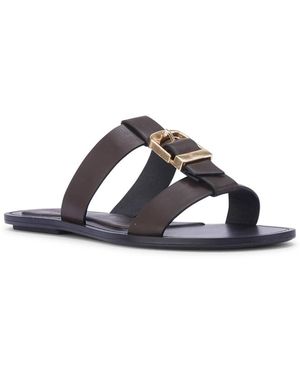SEQWL Flat Slide Sandals Double Strap With Buckle Detail - Blue