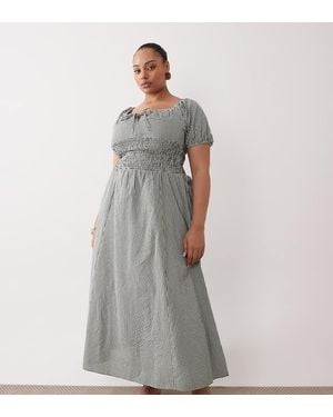 Esmee Curve Puff Sleeve Tie Front Maxi Beach Dress - Grey