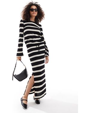 Object Sheer Knitted Maxi Skirt Co-ord - White