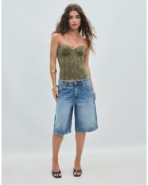 Stradivarius Lace Corset With Stays - Blue