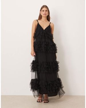 Y.A.S Premium Tulle Maxi Dress - Black
