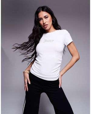 Juicy Couture T-Shirt Arricciata Bianca Con Logo - Bianco
