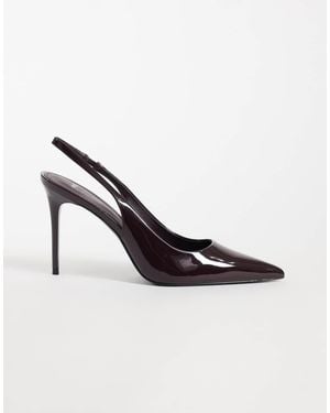 Mango Escarpin slingback à talon en imitation cuir bordeaux - Rouge