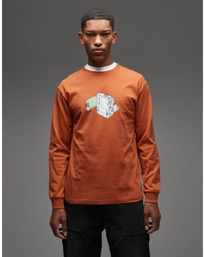 Gramicci T-Shirt Met Lange Mouwen En Camcorder-Print - Oranje
