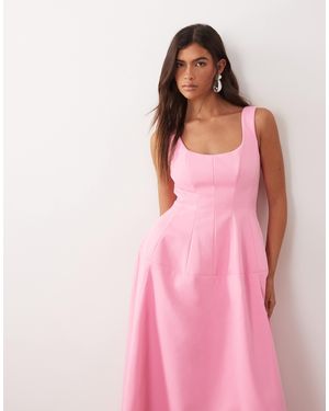 ARRANGE Wide Scoop Neck Structured Maxi Dress - Pink