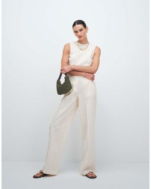 Mango Cadena Linen Mix Pleat Front Tailored Trouser - White